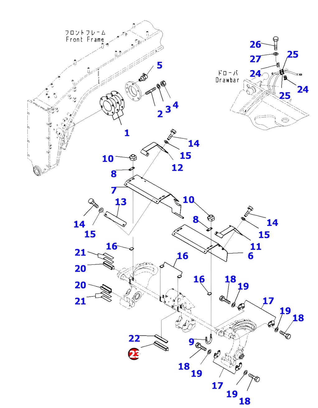 Guia deslizante central de pala Moto Komatsu #23B-735-3321