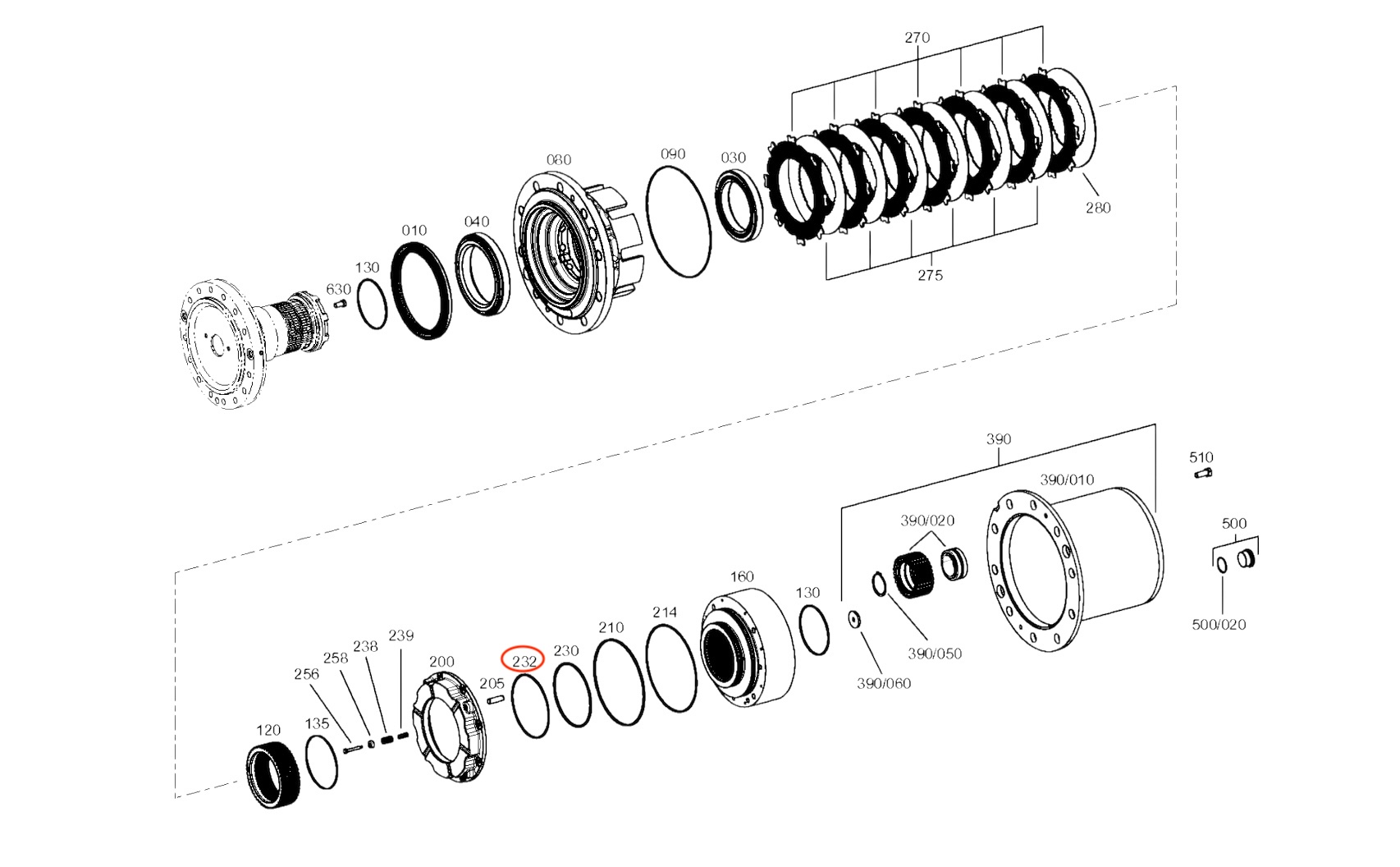 Respaldo de Oring Eje ZF MS-E 3070 #0501 335 110